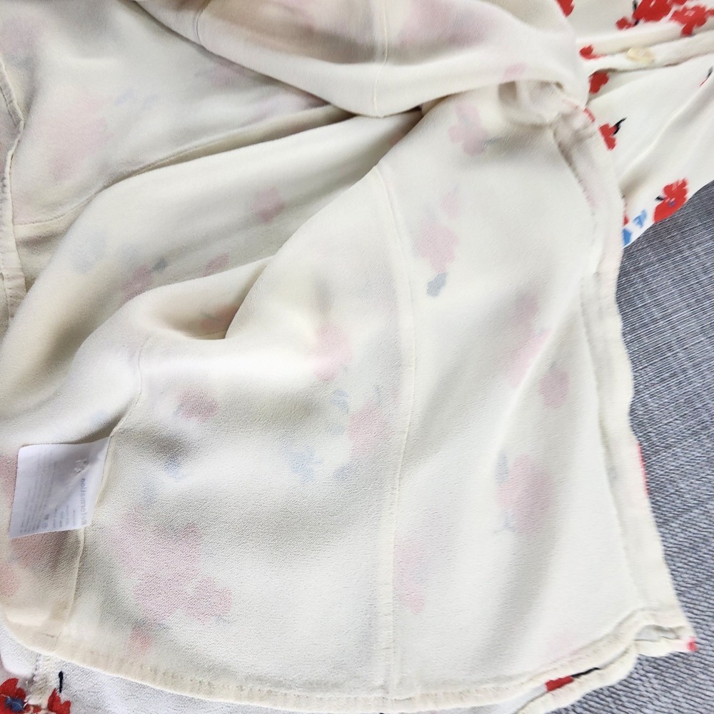 Reformation Sheila Floral Midi Dress 0 Ivory Red Blue Button Front Cottagecore - Picture 13 of 16